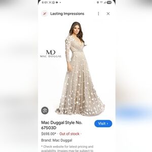 Mac Duggal Cream Floral Appliqué Gown